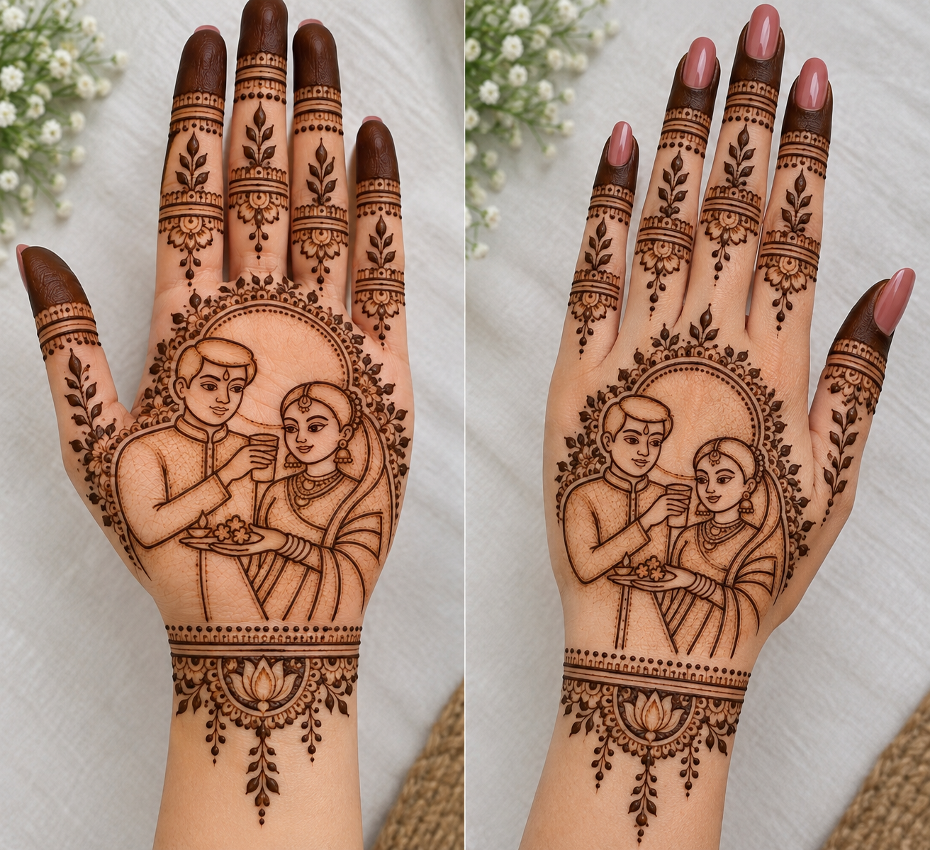 Arpita Mehandi Husband wife's Beautiful festival Karwa Chauth Mehandi Design Mehandi Tool - Image 2